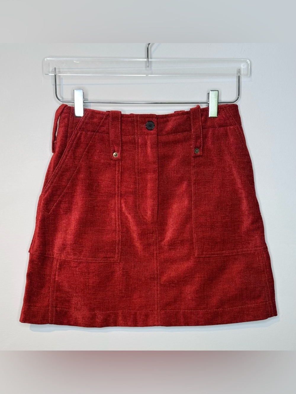 Alexander McQueen Bric Red Velvet Mini Skirt